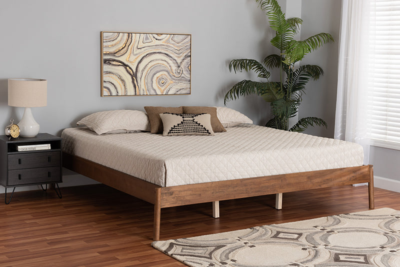 Riordan Mid-Century Modern Ash Walnut Finished Wood King Size Bed