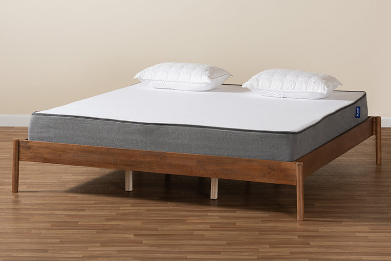 Riordan Mid-Century Modern Ash Walnut Finished Wood King Size Bed