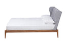 Kassidy Light Gray Fabric and Ash Walnut Queen Size Bed Baxton