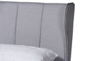 Kassidy Light Gray Fabric and Ash Walnut Queen Size Bed Baxton