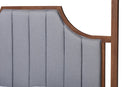 Elgon Light Gray Fabric and Ash Walnut Queen Size Platform Canopy Bed Baxton
