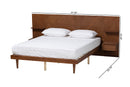 Fuller Ash Walnut Queen Size Platform Storage Bed w/Built-In Nightstands Baxton