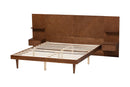 Fuller Ash Walnut Queen Size Platform Storage Bed w/Built-In Nightstands Baxton