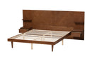 Fuller Ash Walnut Queen Size Platform Storage Bed w/Built-In Nightstands Baxton