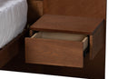 Fuller Ash Walnut Queen Size Platform Storage Bed w/Built-In Nightstands Baxton