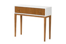 Luxio Two-Tone Natural Brown and White Bayur Wood 1-Drawer Console Table Baxton