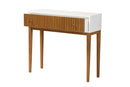 Luxio Two-Tone Natural Brown and White Bayur Wood 1-Drawer Console Table Baxton