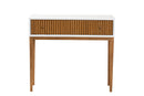 Luxio Two-Tone Natural Brown and White Bayur Wood 1-Drawer Console Table Baxton