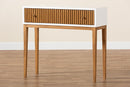 Luxio Two-Tone Natural Brown and White Bayur Wood 1-Drawer Console Table Baxton