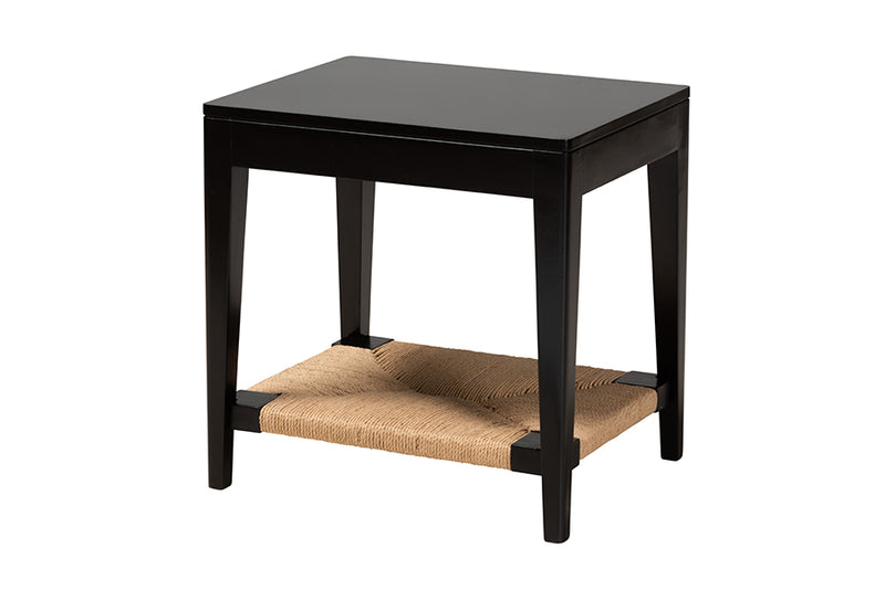 Julie Modern Bohemian Black Finished Bayur Wood End Table