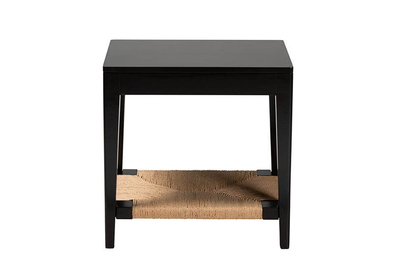 Julie Modern Bohemian Black Finished Bayur Wood End Table