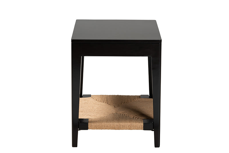 Julie Modern Bohemian Black Finished Bayur Wood End Table