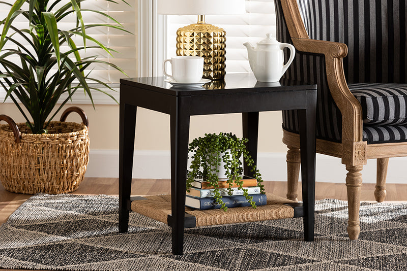 Julie Modern Bohemian Black Finished Bayur Wood End Table