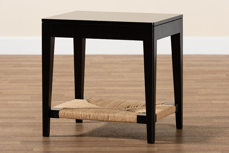 Julie Modern Bohemian Black Finished Bayur Wood End Table