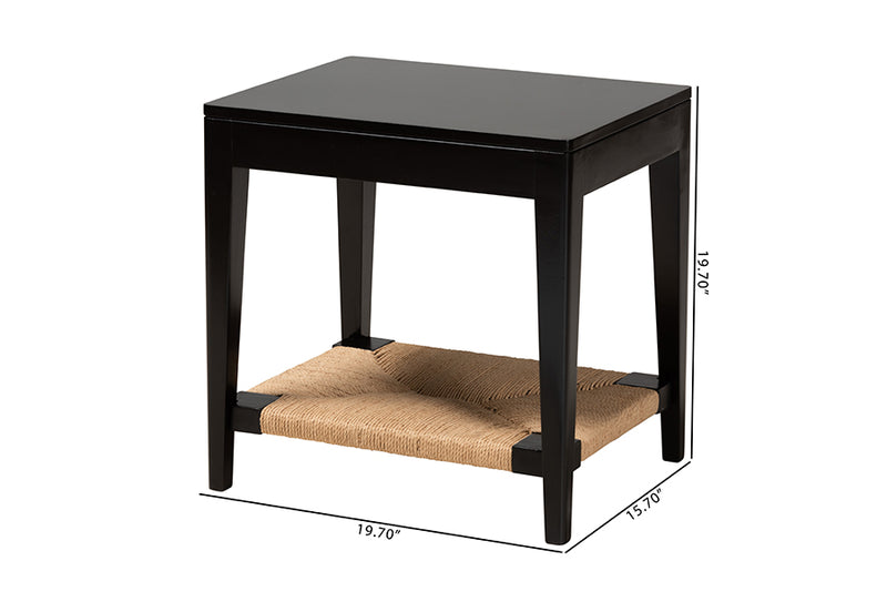 Julie Modern Bohemian Black Finished Bayur Wood End Table