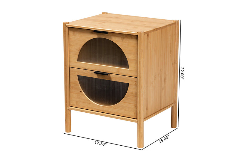 Dameka Natural Brown Bamboo Wood 2-Drawer End Table Baxton