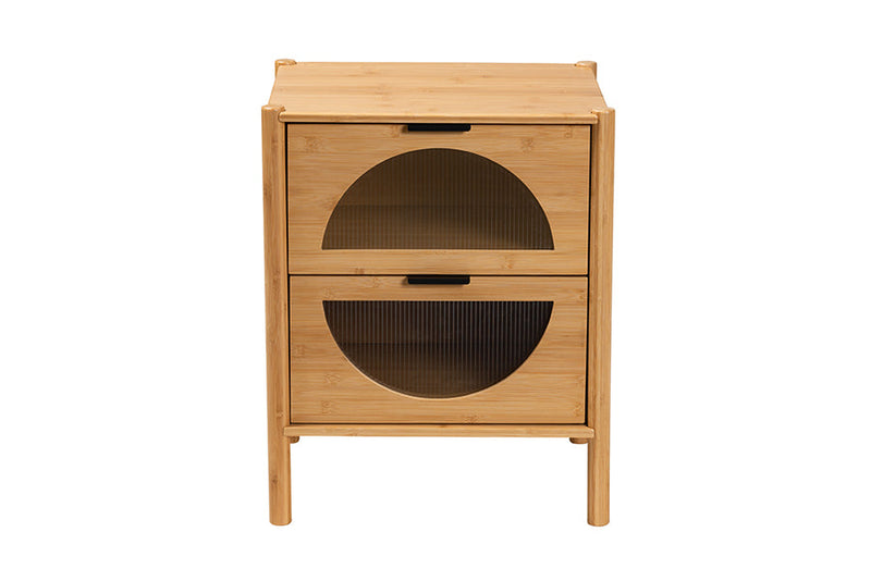 Dameka Natural Brown Bamboo Wood 2-Drawer End Table Baxton