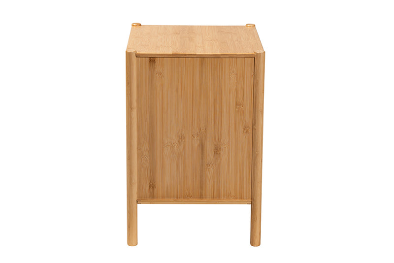 Dameka Mid-Century Natural Brown Bamboo Wood 2-Drawer End Table