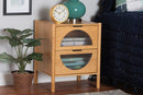 Dameka Natural Brown Bamboo Wood 2-Drawer End Table Baxton