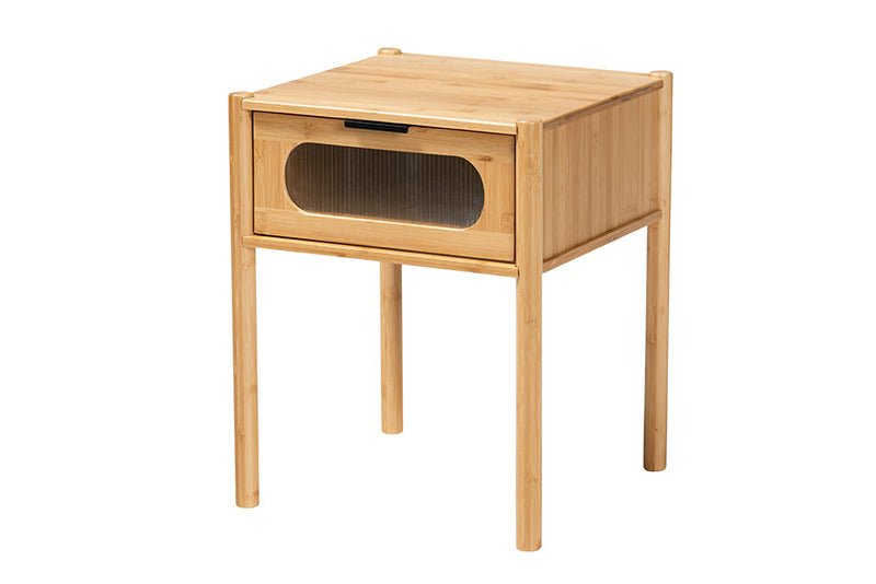 Dameka Natural Brown Bamboo Wood 1-Drawer End Table Baxton