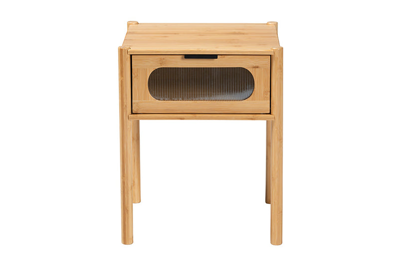 Dameka Natural Brown Bamboo Wood 1-Drawer End Table Baxton