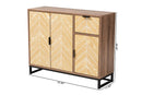Kalinda Two-Tone Walnut and Natural Brown and Black Metal 3-Door Sideboard Baxton