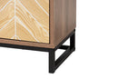 Kalinda Two-Tone Walnut and Natural Brown and Black Metal 3-Door Sideboard Baxton