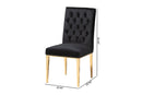 Dayana Black Velvet Fabric and Gold Metal 2Pc Dining Chair Set Baxton