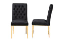 Dayana Black Velvet Fabric and Gold Metal 2Pc Dining Chair Set Baxton