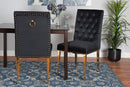 Dayana Black Velvet Fabric and Gold Metal 2Pc Dining Chair Set Baxton
