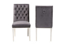 Dayana Gray Velvet Fabric and Silver Metal 2Pc Dining Chair Set Baxton