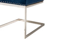 Benito Navy Blue Velvet Fabric and Silver Metal 2Pc Dining Chair Set Baxton
