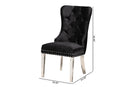 Dacian Black Velvet Fabric and Silver Metal 2Pc Dining Chair Set Baxton