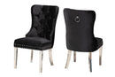 Dacian Black Velvet Fabric and Silver Metal 2Pc Dining Chair Set Baxton