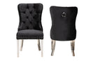 Dacian Black Velvet Fabric and Silver Metal 2Pc Dining Chair Set Baxton