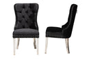 Dacian Black Velvet Fabric and Silver Metal 2Pc Dining Chair Set Baxton