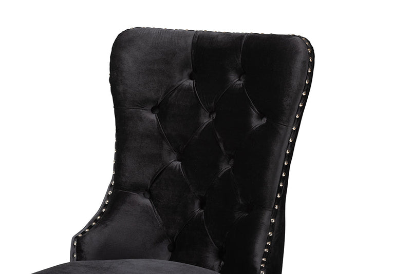 Dacian Black Velvet Fabric and Silver Metal 2Pc Dining Chair Set Baxton