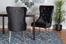 Dacian Black Velvet Fabric and Silver Metal 2Pc Dining Chair Set Baxton