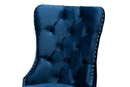 Dacian Navy Blue Velvet Fabric and Silver Metal 2Pc Dining Chair Set Baxton