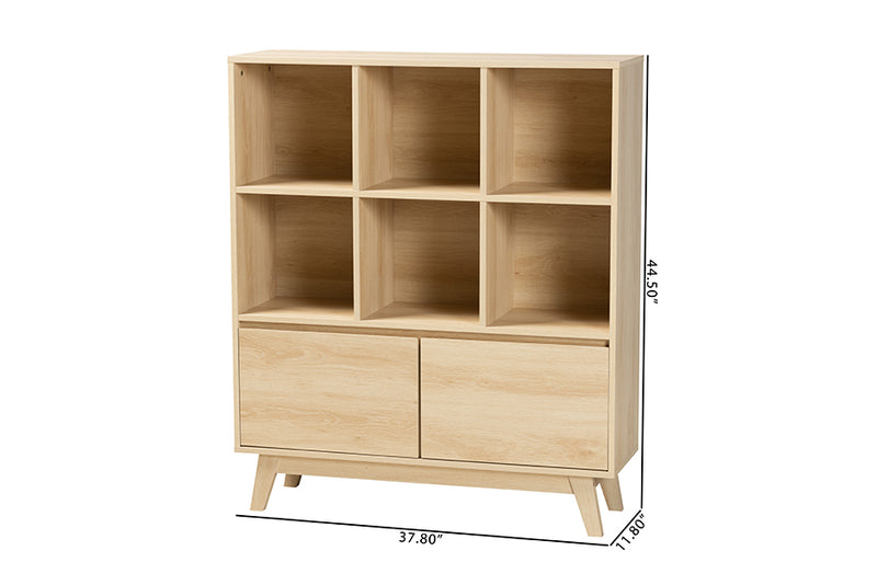 Chandler Japandi Oak Brown Finished Wood Bookshelf