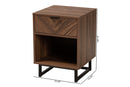 Mandell Modern Walnut Brown and Black Metal 1-Drawer End Table Baxton