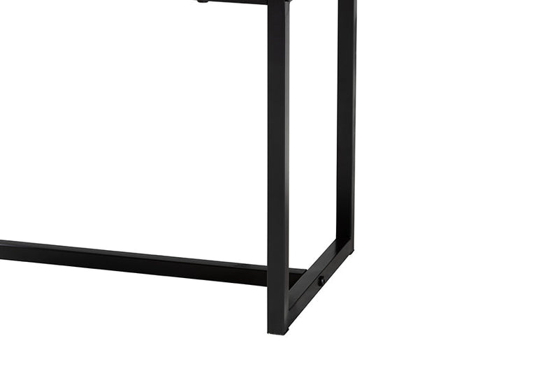 Glover Industrial Oak Brown and Black Metal 1-Drawer End Table w/Natural Rattan Baxton