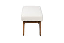 Soleil Japandi Cream Boucle Fabric and Walnut Brown Bench Baxton