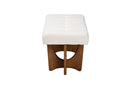 Porsha Japandi Cream Boucle Fabric and Walnut Brown Bench Baxton