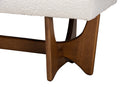Porsha Japandi Cream Boucle Fabric and Walnut Brown Bench Baxton