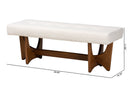 Porsha Japandi Cream Boucle Fabric and Walnut Brown Bench Baxton