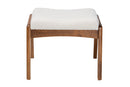 Sebastian Off-White Boucle Upholstered and Walnut Brown Ottoman Footstool Baxton