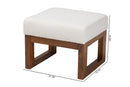 Roana Off-White Boucle Upholstered and Walnut Brown Ottoman Footstool Baxton