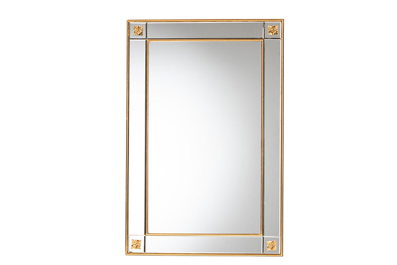 Eveline Modern Glam and Luxe Antique Goldleaf Finished Wood Accent Wall Mirror