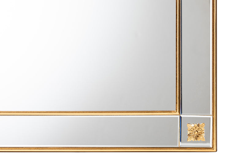 Eveline Modern Glam and Luxe Antique Goldleaf Finished Wood Accent Wall Mirror